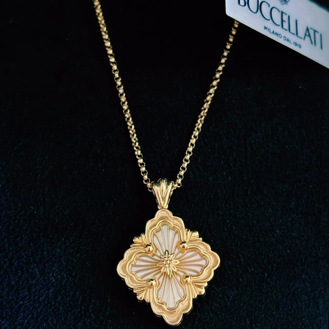 未使用 BUCCELLATI/布契拉提 小花柳 Opera 白贝母 大号项链