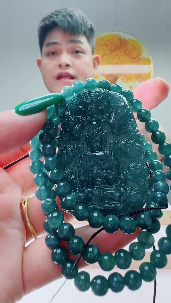 翡翠未镶嵌颈饰九龙观音多样性随机发其一