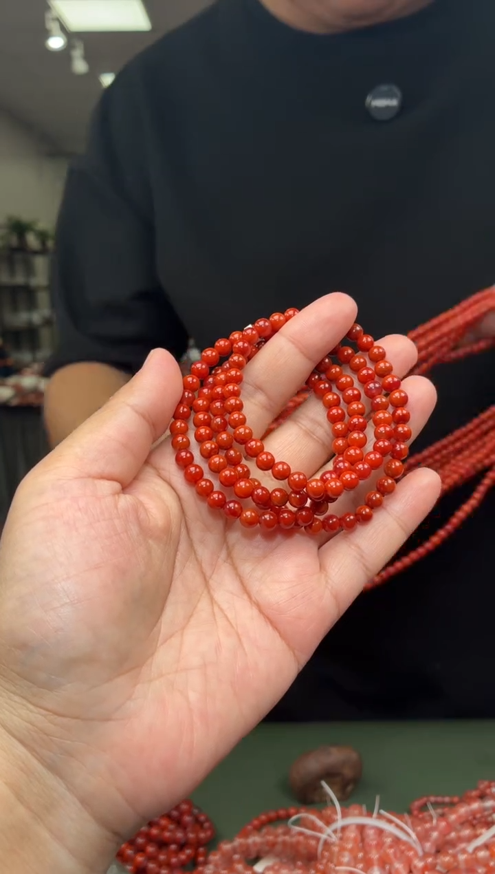 未镶嵌手链南红玛瑙多圈手串一条约5mm+多样性发货