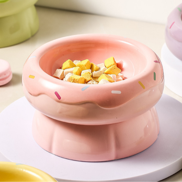 陶瓷宠物碗猫碗狗碗猫咪粮食碗甜甜圈食器水碗瓷碗猫罐头零食碗