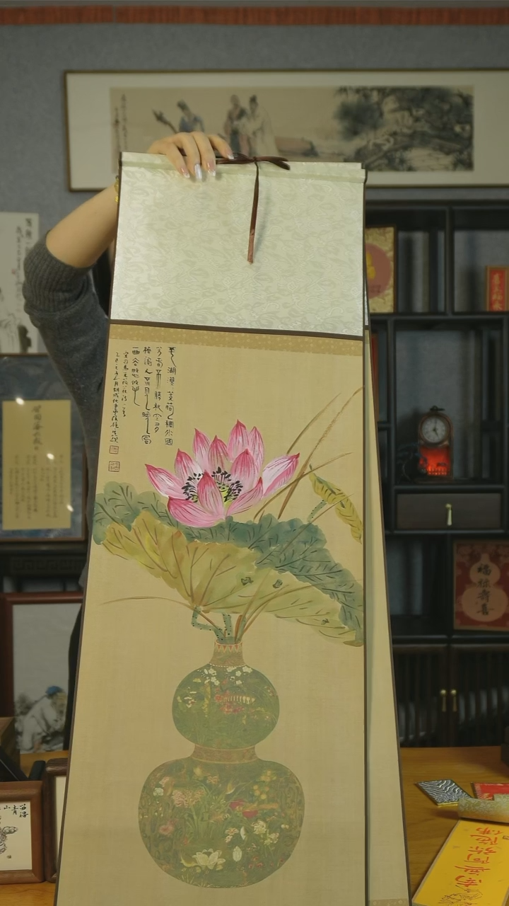 【闪购商品】书法【荷花】卷轴葫芦荷花