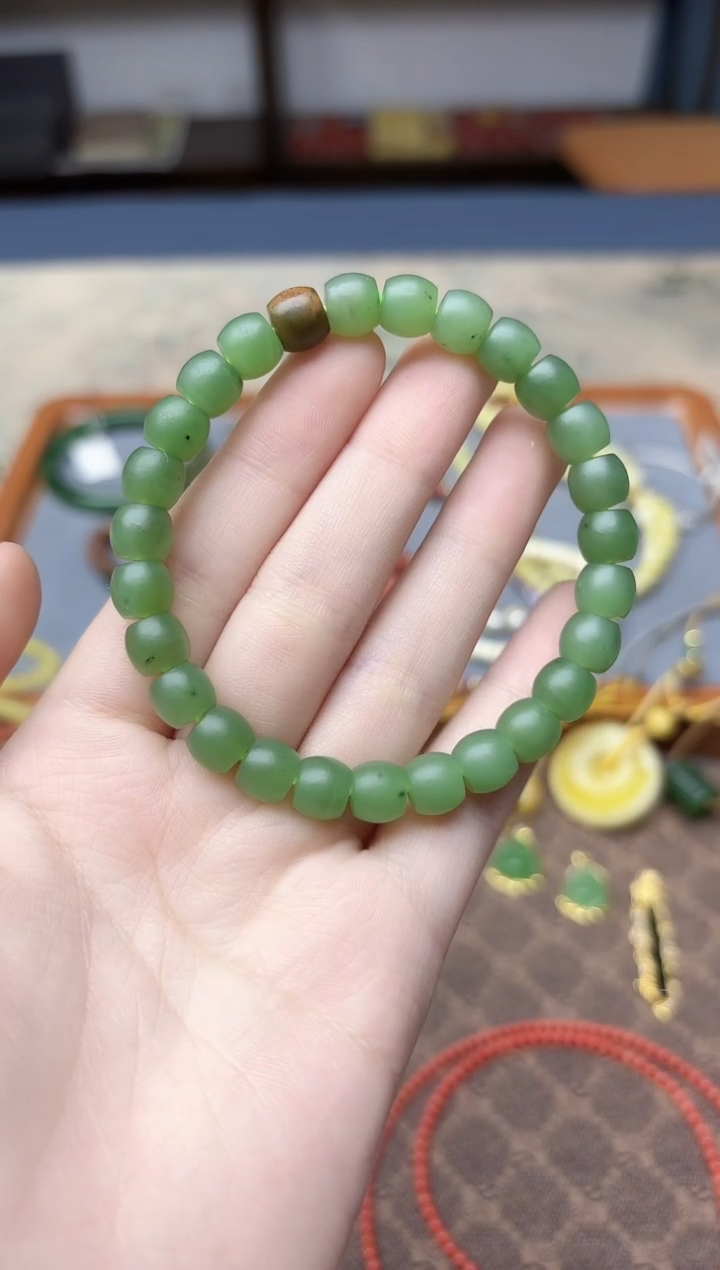 未镶嵌和田玉挂件碧玉直切手串8mmSY