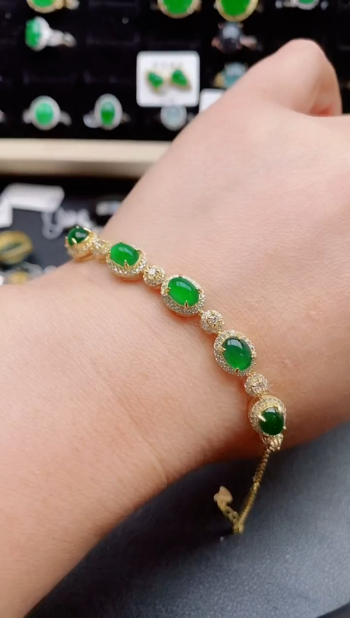 【闪购商品】翡翠手链银S925镶嵌0580550