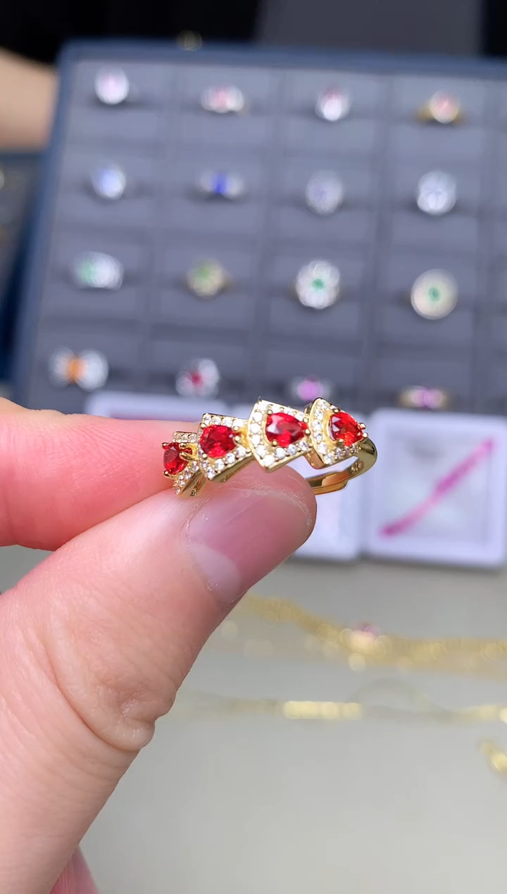 戒指蓝宝石银S925镶嵌戒指