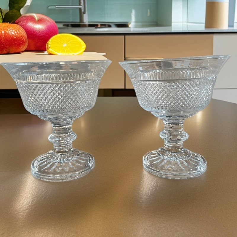 2支装高脚钻石小吃碗高颜值钻石纹