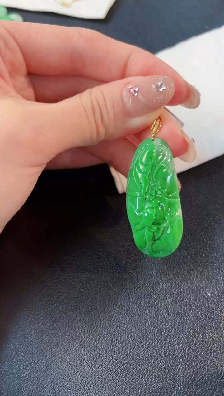 【闪购商品】翡翠颈饰18K金镶嵌缅料A货/支持复检/一件