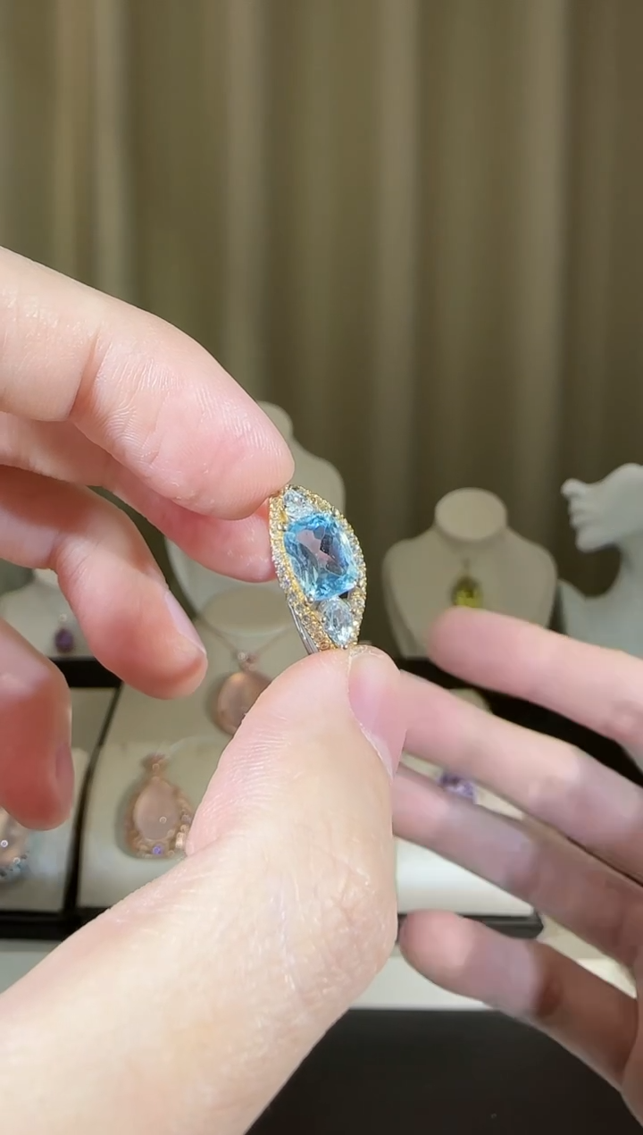 【闪购商品】托帕石戒指银S925镶嵌9*7mm设计款