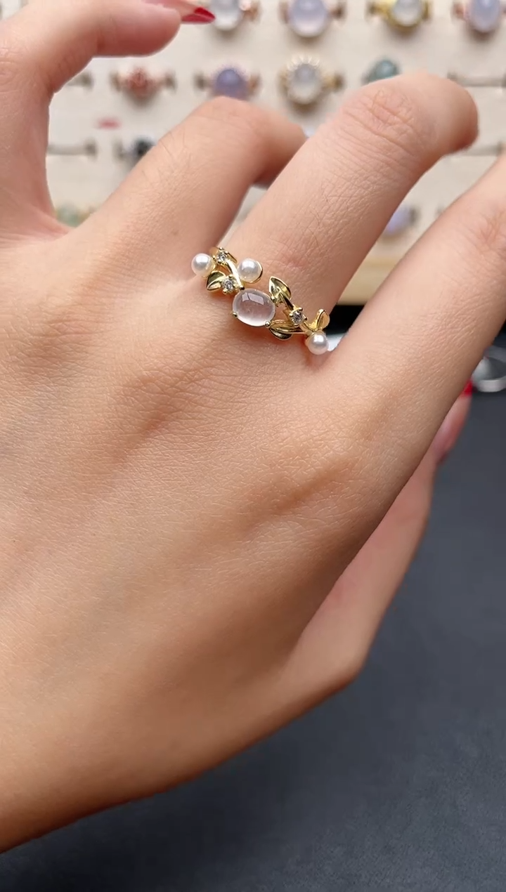 【闪购商品】翡翠戒指银S925镶嵌一物一证一礼盒