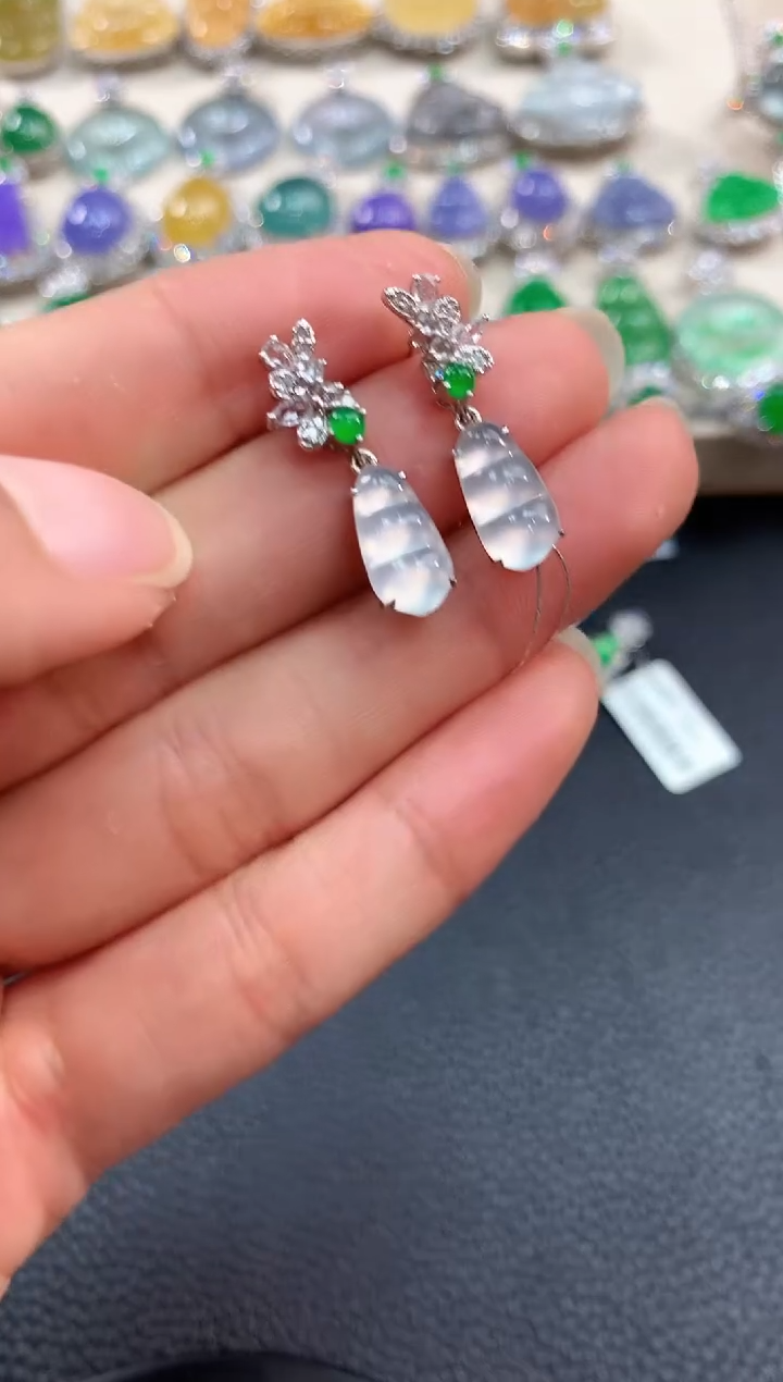 【闪购商品】翡翠耳饰18K金镶嵌m10       