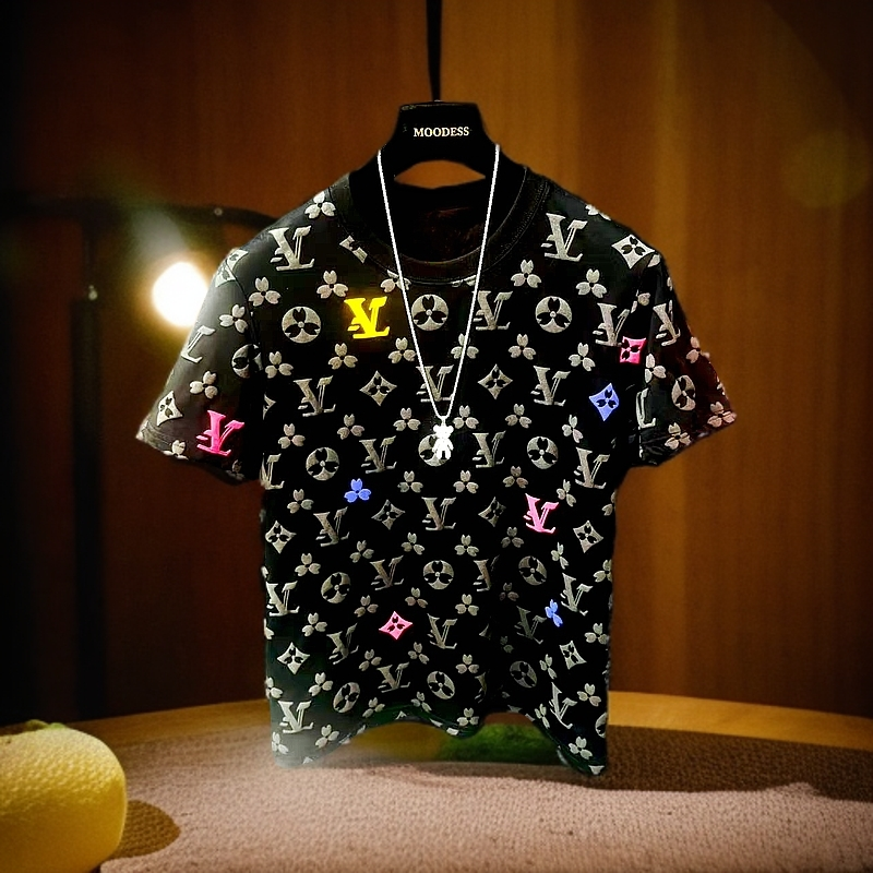 【文总】休闲短袖字母春夏常规款夏季T恤网红潮流男士韩版黑色-F