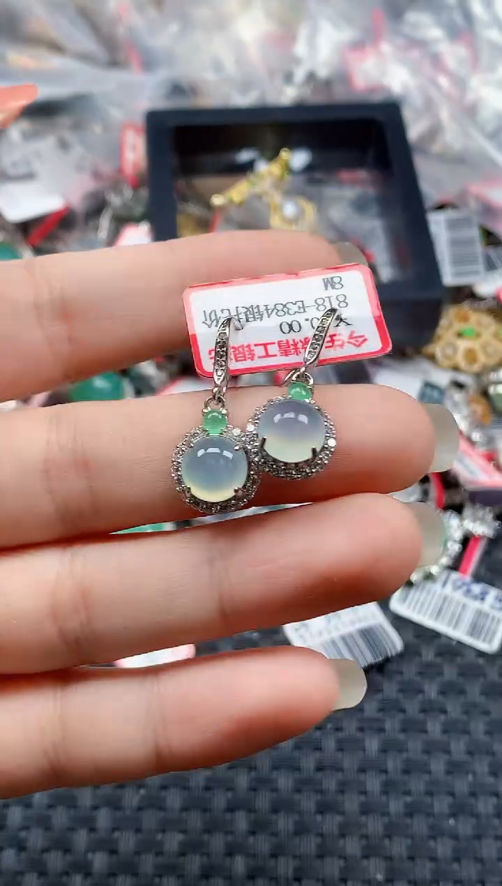 银S925镶嵌戒指翡翠天然A货缅甸翡翠