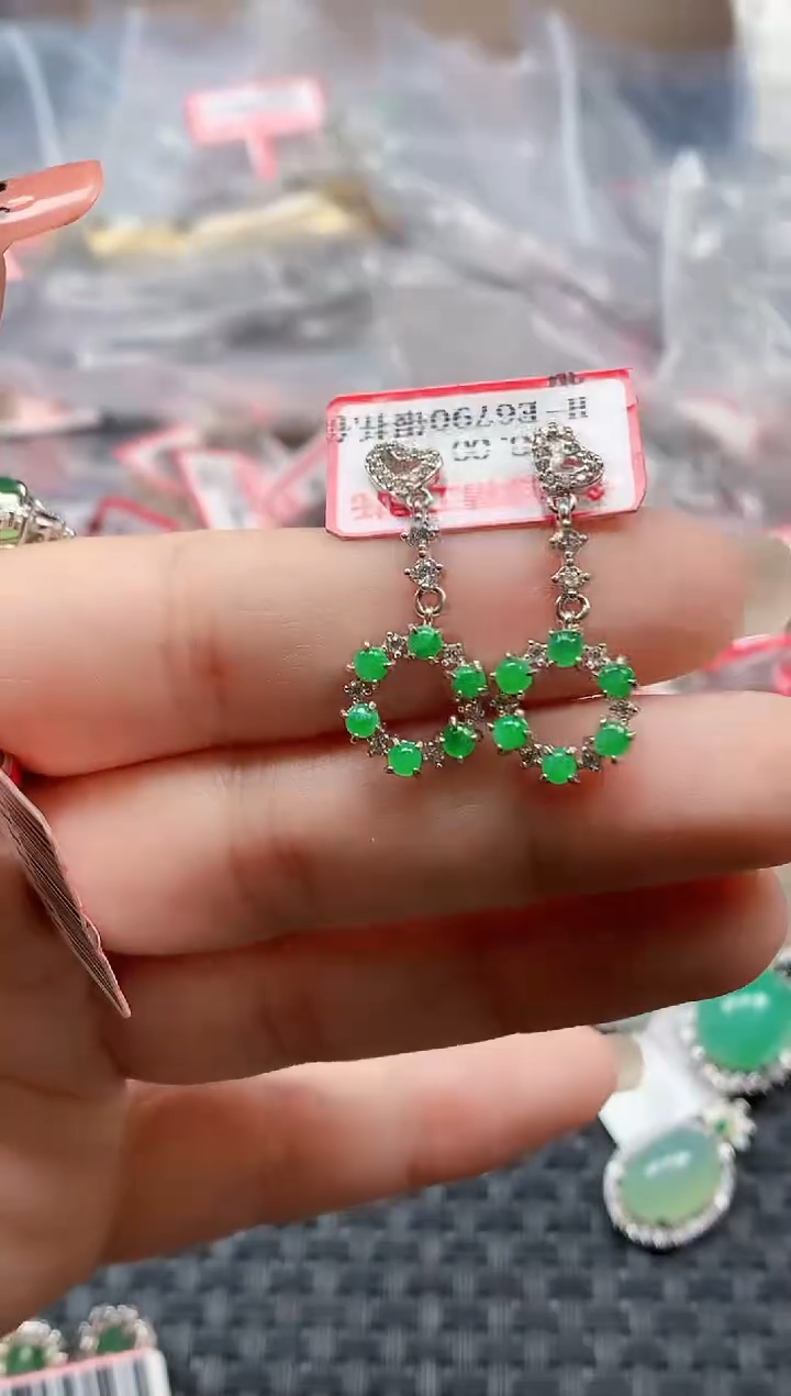 银S925镶嵌戒指翡翠天然A货缅甸翡翠