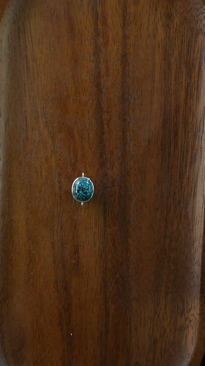 足银镶嵌戒面定制绿松石不退不换YXH-007