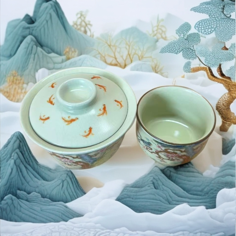 喜上眉梢悬停盖碗+一杯7122