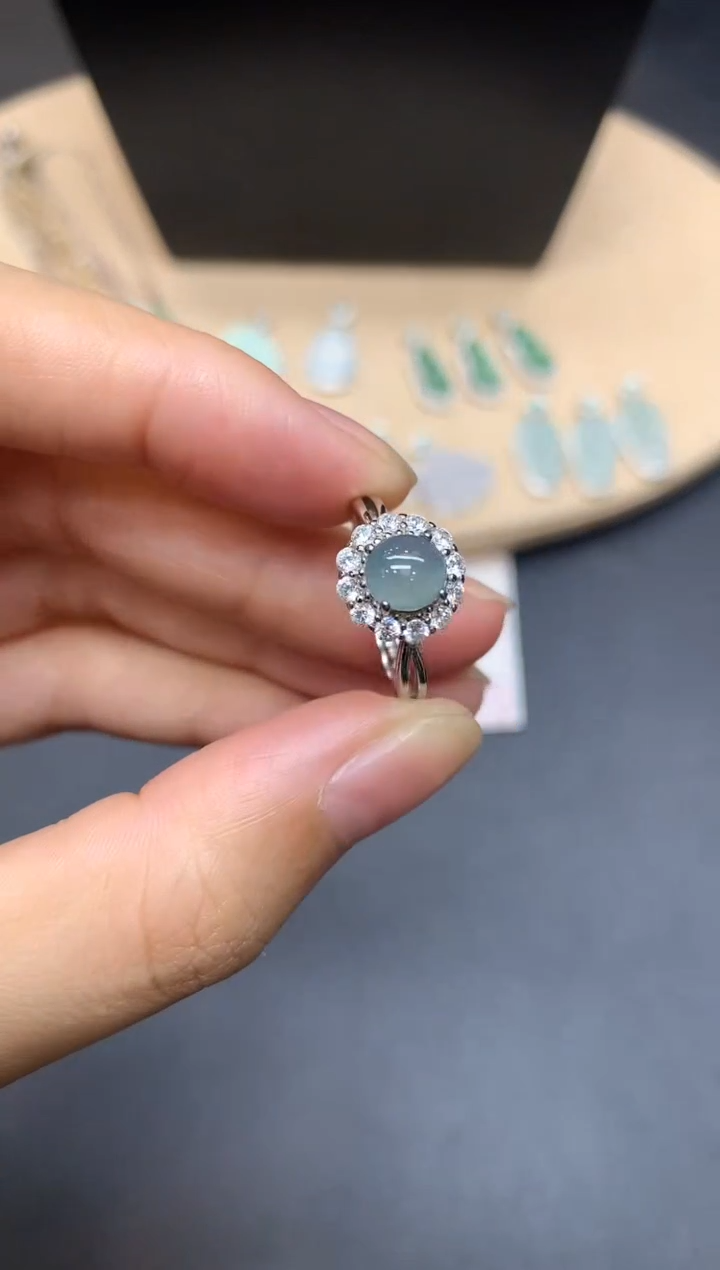 【闪购商品】翡翠戒指银S925镶嵌蛋面【无服务费】