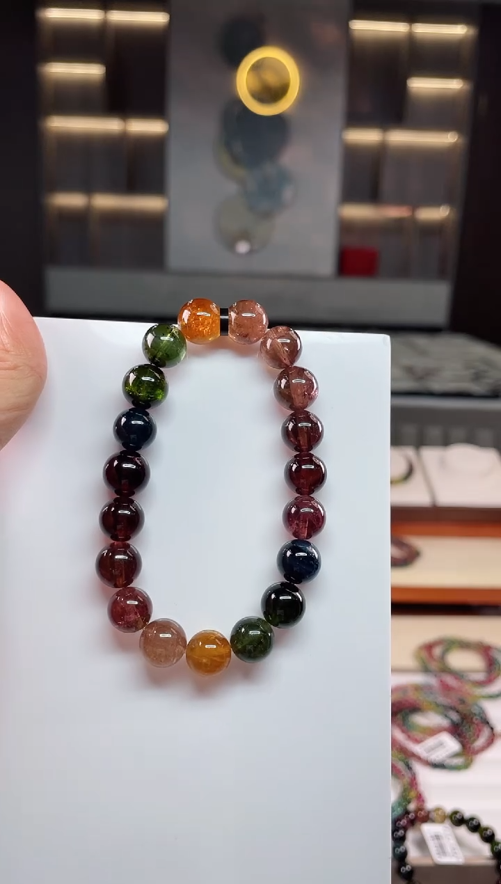 未镶嵌老矿碧玺彩虹单圈手串10mm+碧玺（多样性发一条）Q