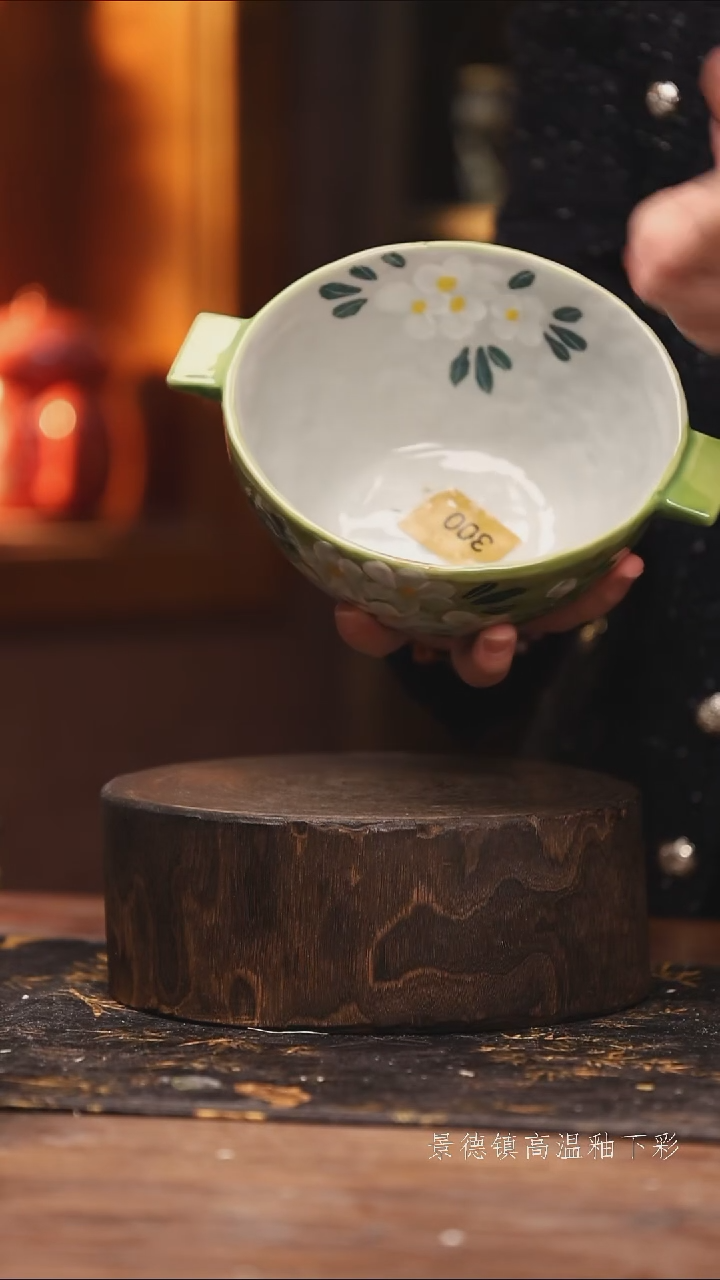 玻璃景德镇高温釉下手绘陶瓷@L300@