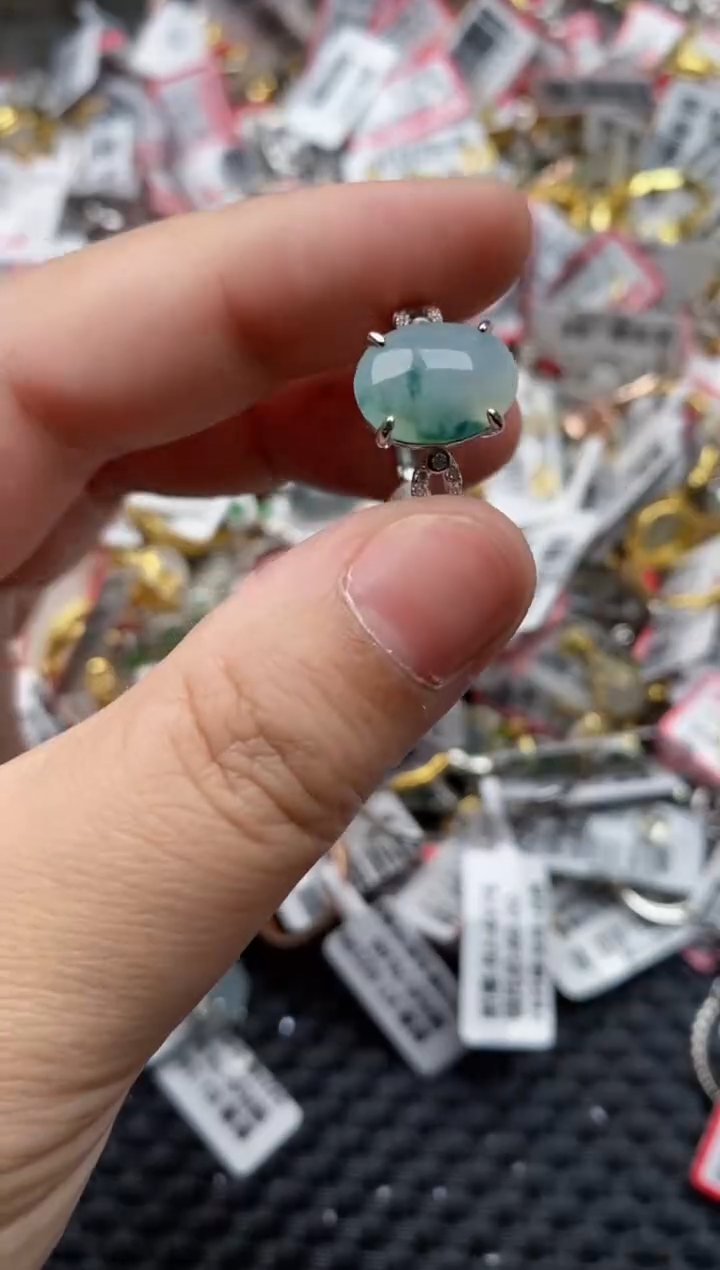 【闪购商品】翡翠戒指银S925镶嵌777777--6
