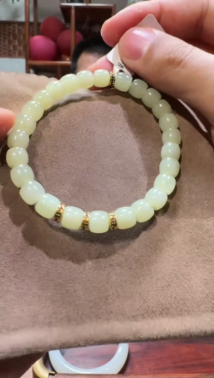 【闪购商品】和田玉手串未镶嵌1388黄口直切手串7*8