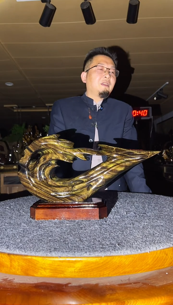 金丝楠木雕款林*夜金丝楠木摆件