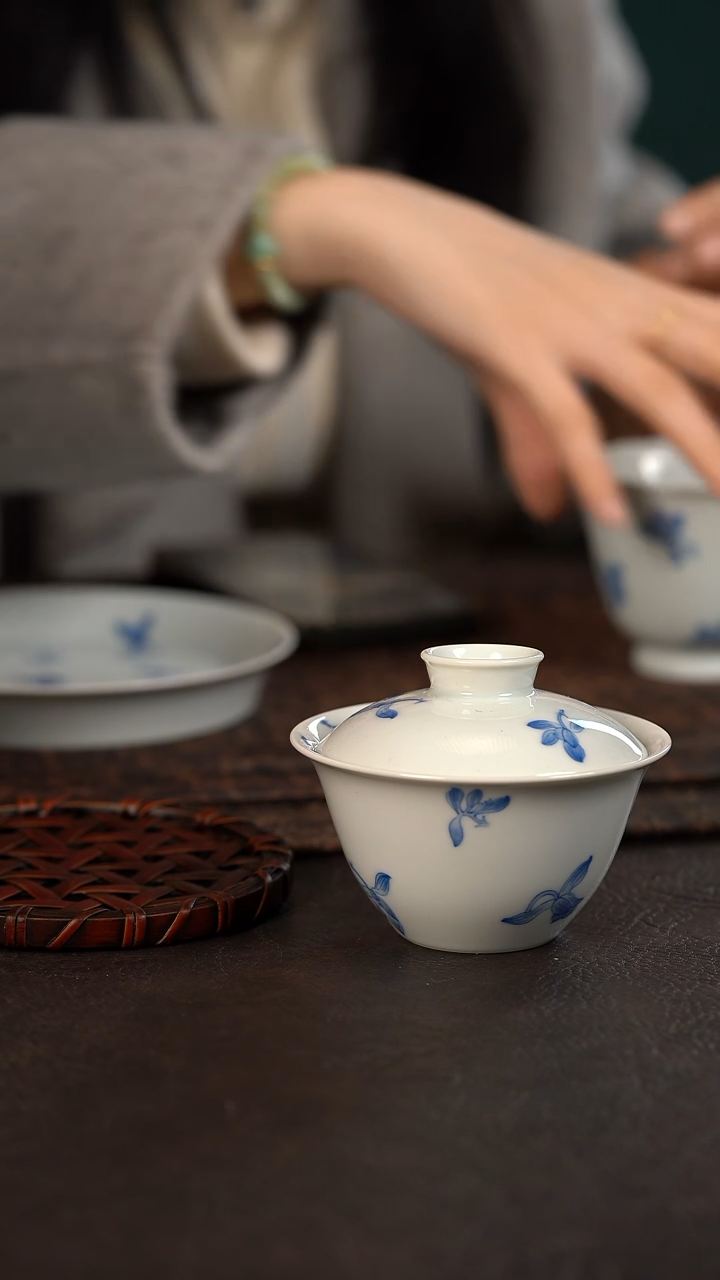 【闪购商品】杯聚澜堂兰花头盖碗