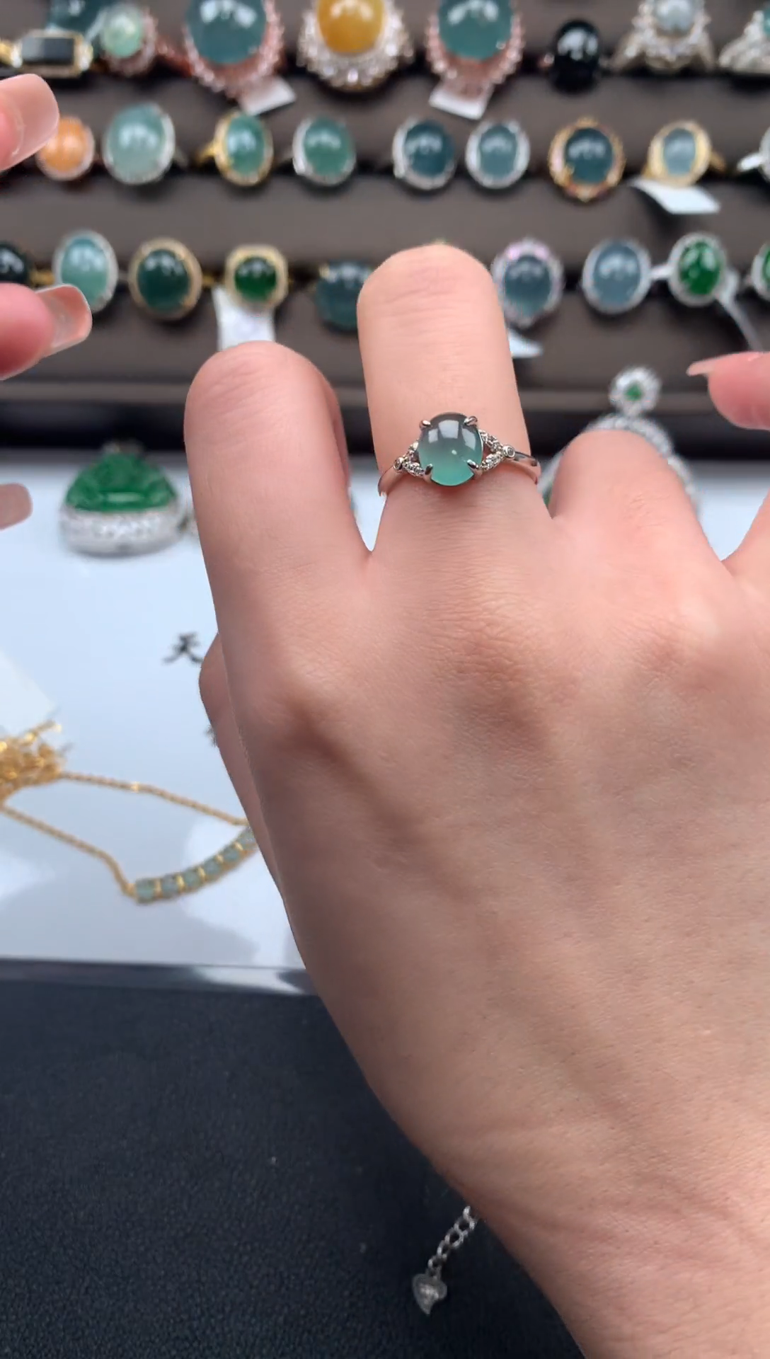 【闪购商品】翡翠戒指银S925镶嵌5124