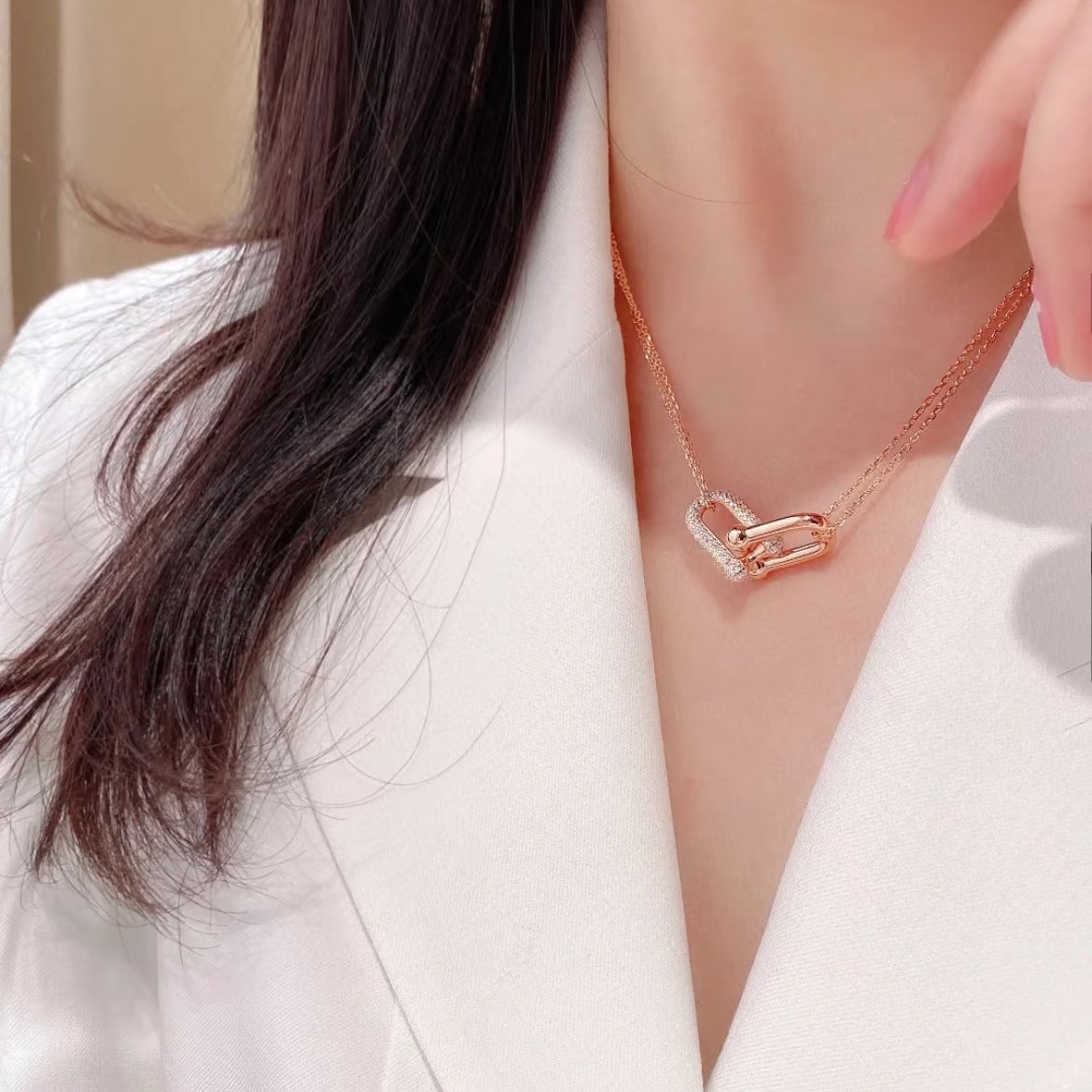 项链 项链 #沐南专享# 003 马蹄扣 蝴蝶轻奢百搭项链满钻坠链