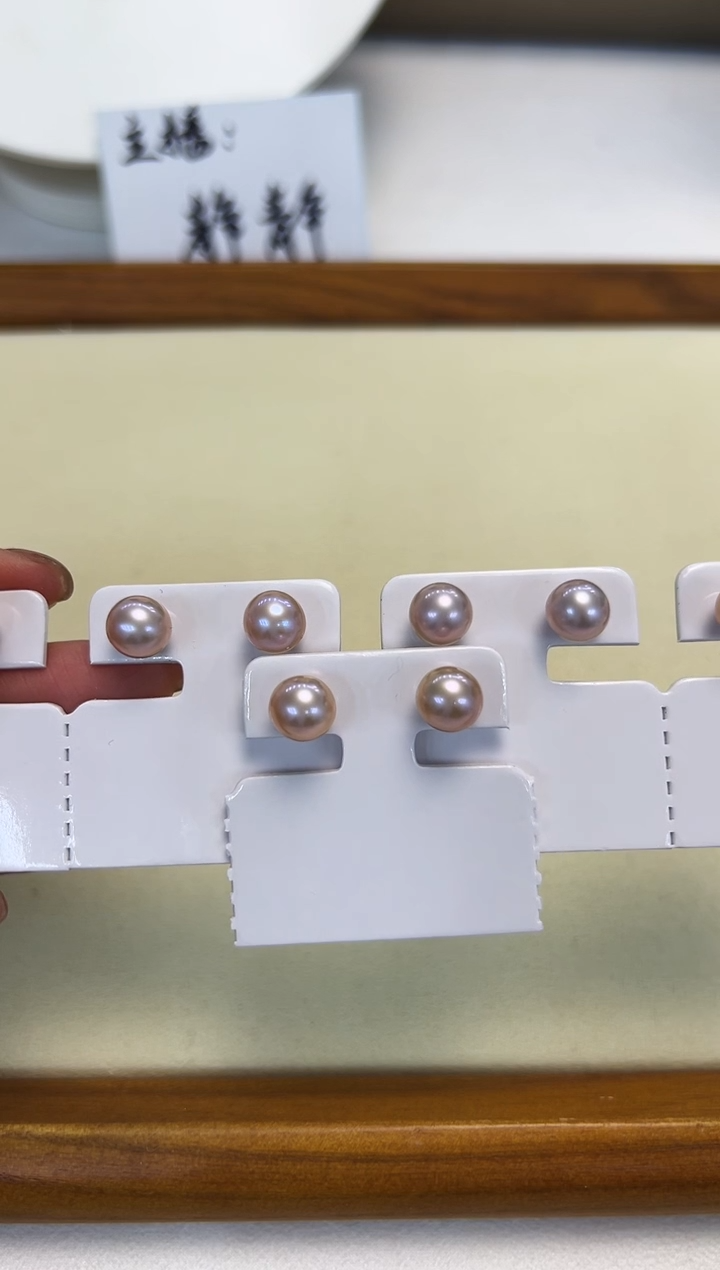 银S925镶嵌耳饰淡水珍珠无核彩素钉多样性发一件