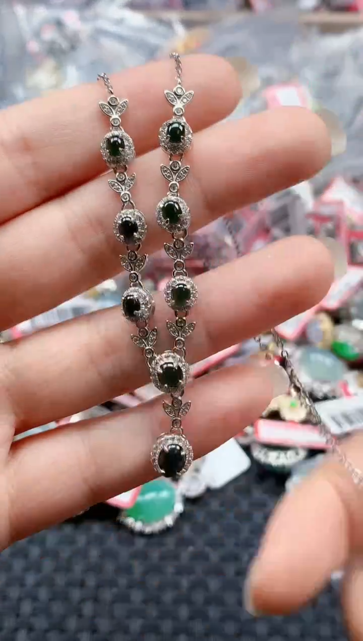 银S925镶嵌戒指翡翠天然A货缅甸翡翠