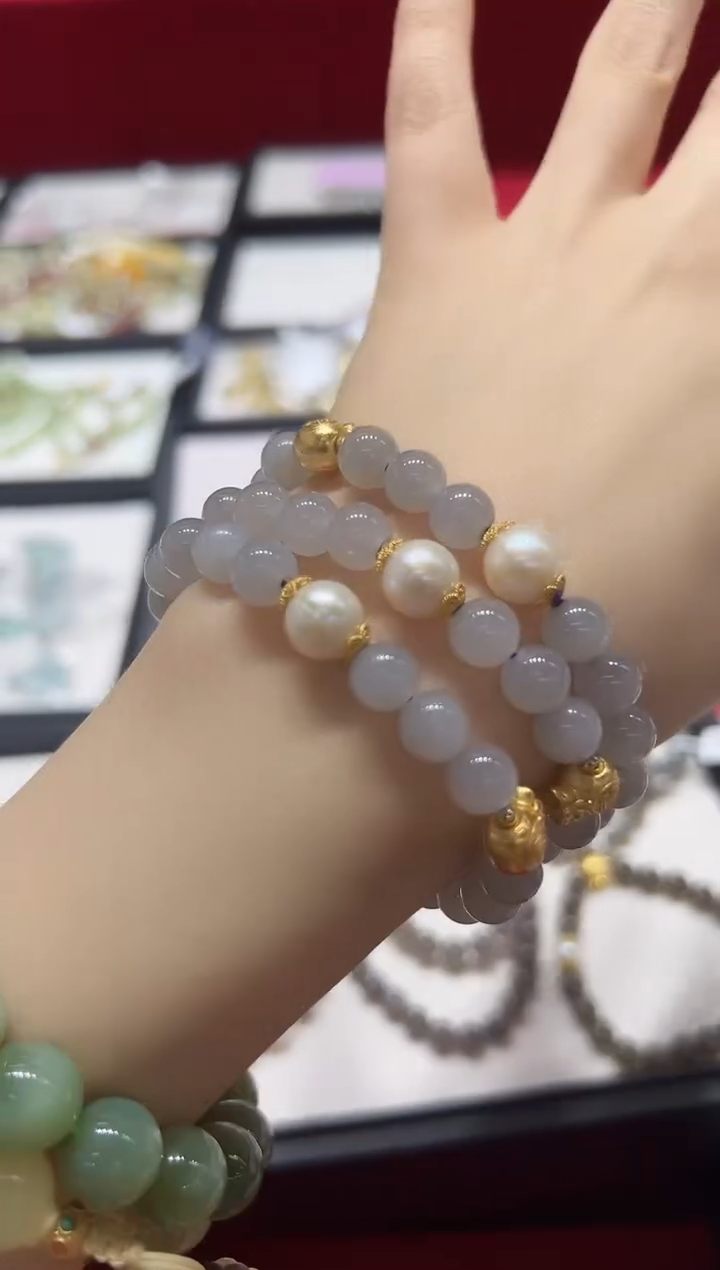 【闪购商品】和田玉手链银S925镶嵌v0662手串