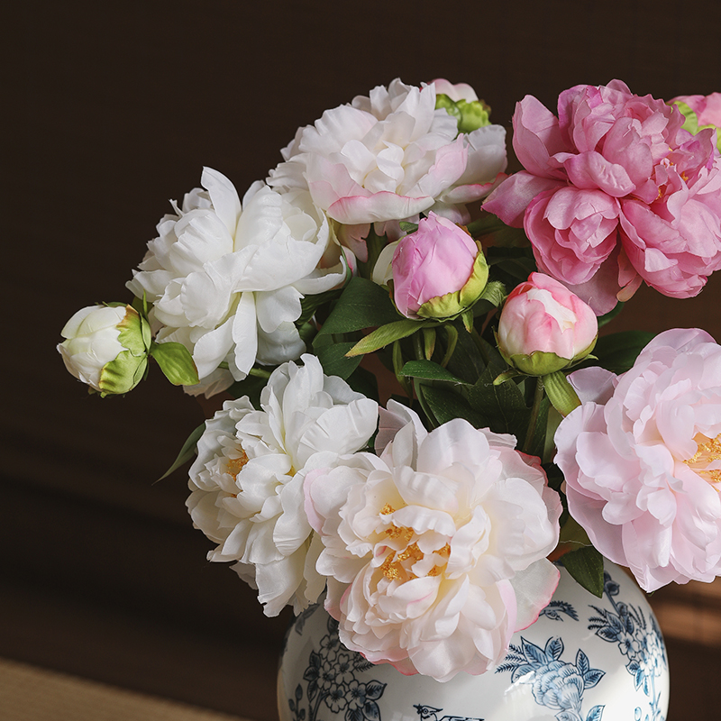 大相莲花中式高档仿真芍药 家居客厅高级感仿真花 精致插花花艺