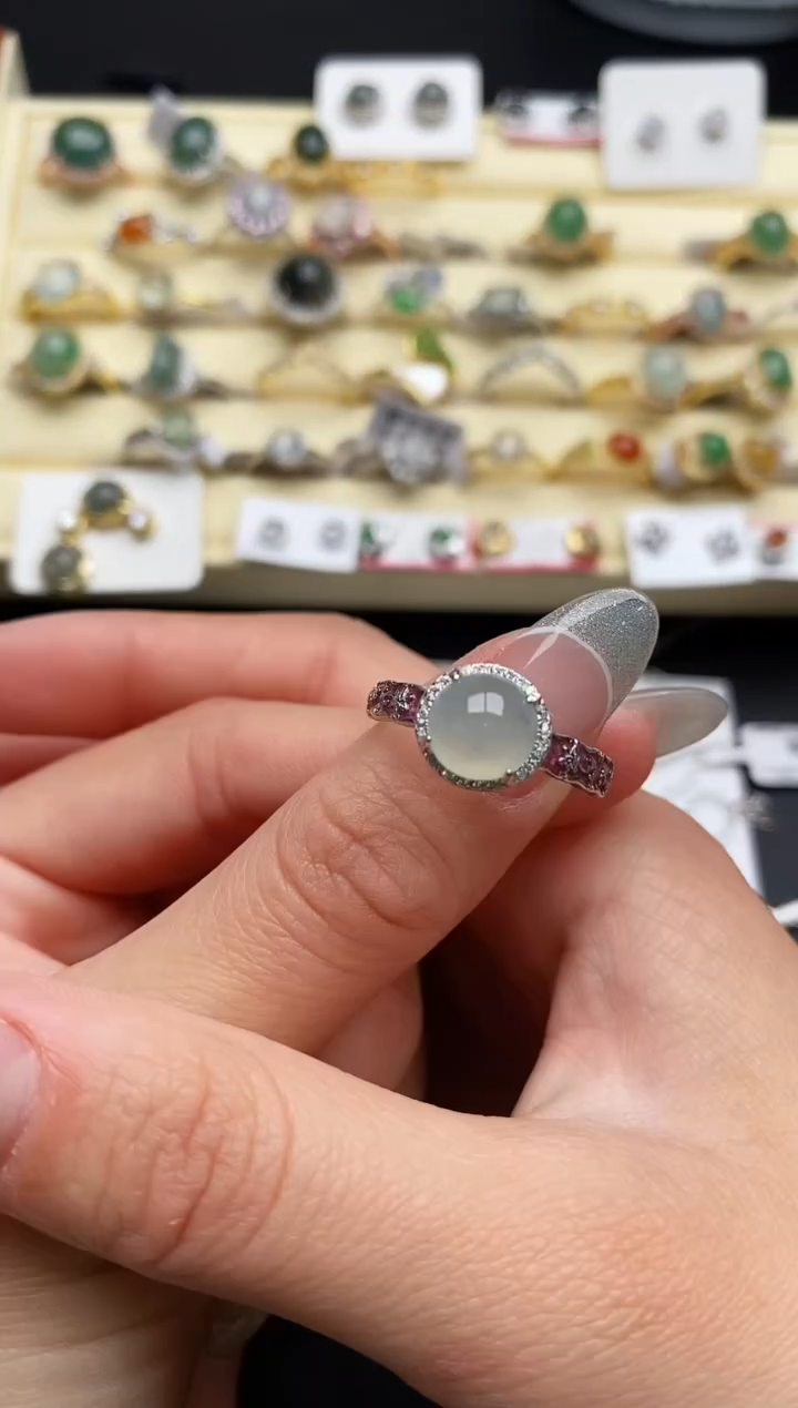 【闪购商品】翡翠戒指银S925镶嵌333333333+9
