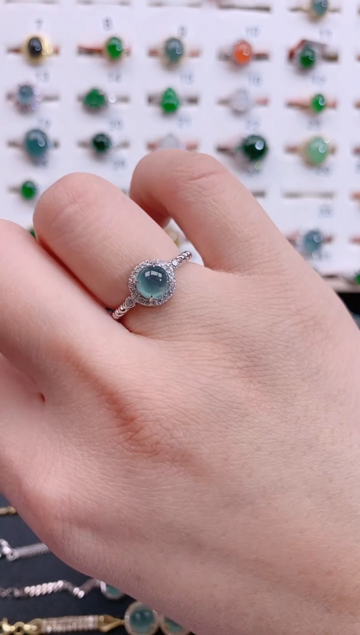 银S925镶嵌戒指翡翠天然翡翠