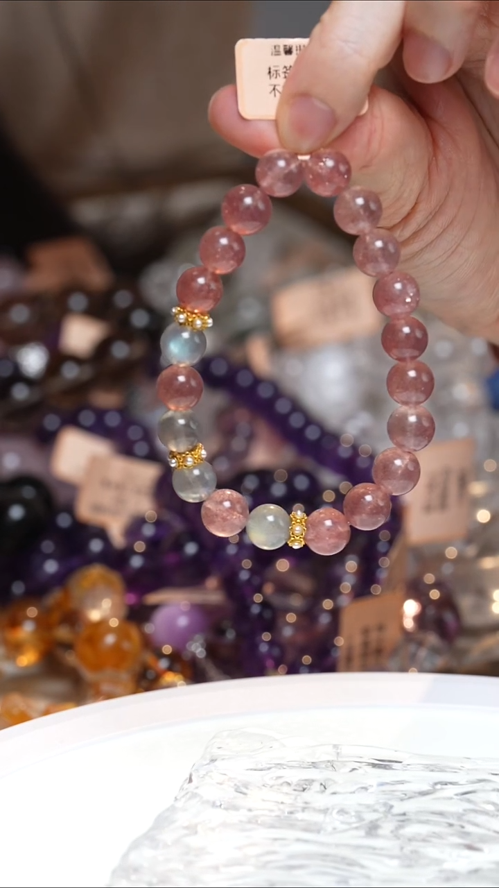 未镶嵌手串石英质玉草莓晶手串·YY0025NOV34L082