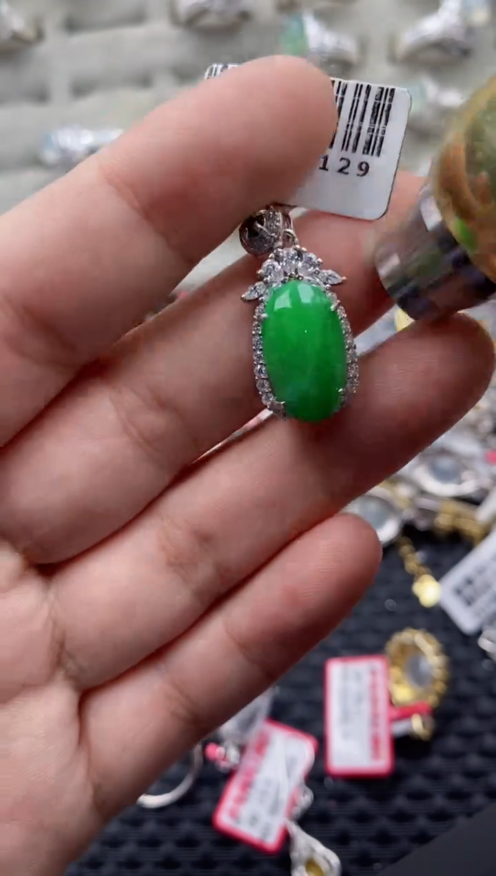 【闪购商品】翡翠戒指银S925镶嵌666666---7