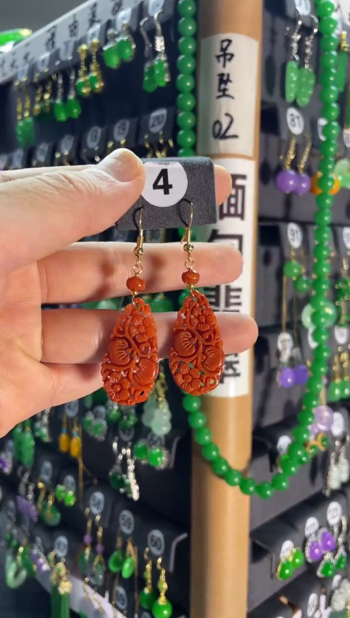 【闪购商品】翡翠耳饰银S925镶嵌4....