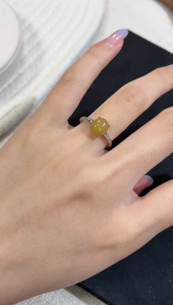 银S925镶嵌戒指翡翠戒指