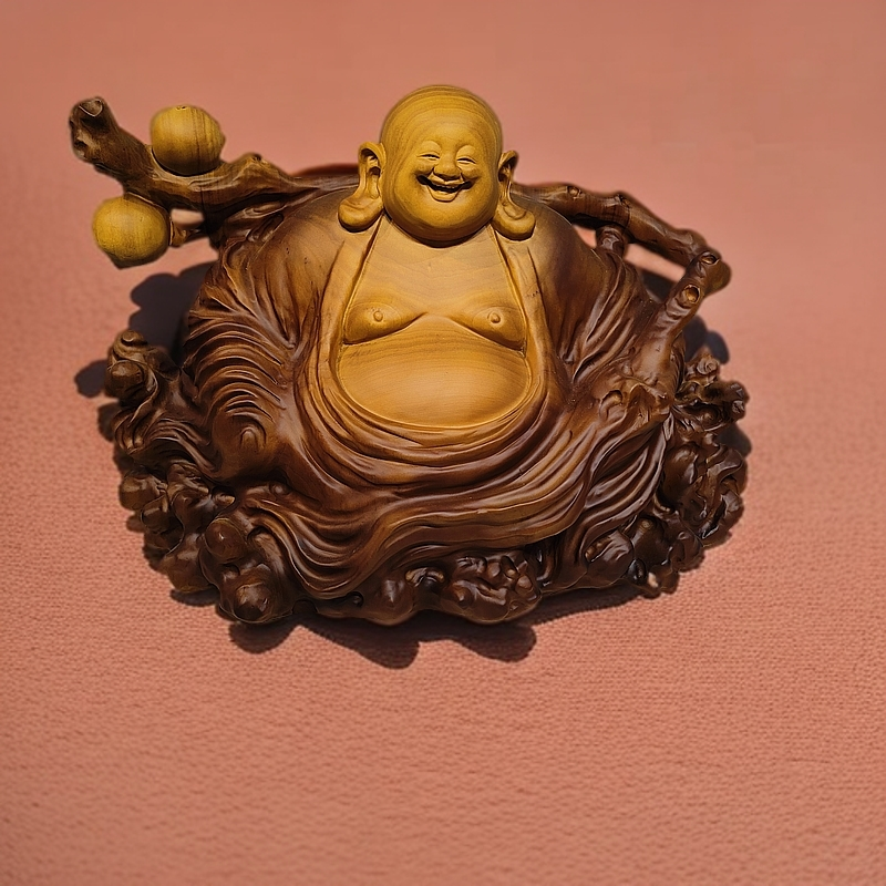 香樟木整木整雕弥勒佛摆件一物一拍，实物为准