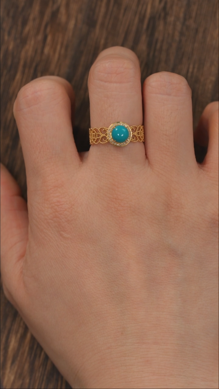 【闪购商品】绿松石戒指18K金镶嵌1