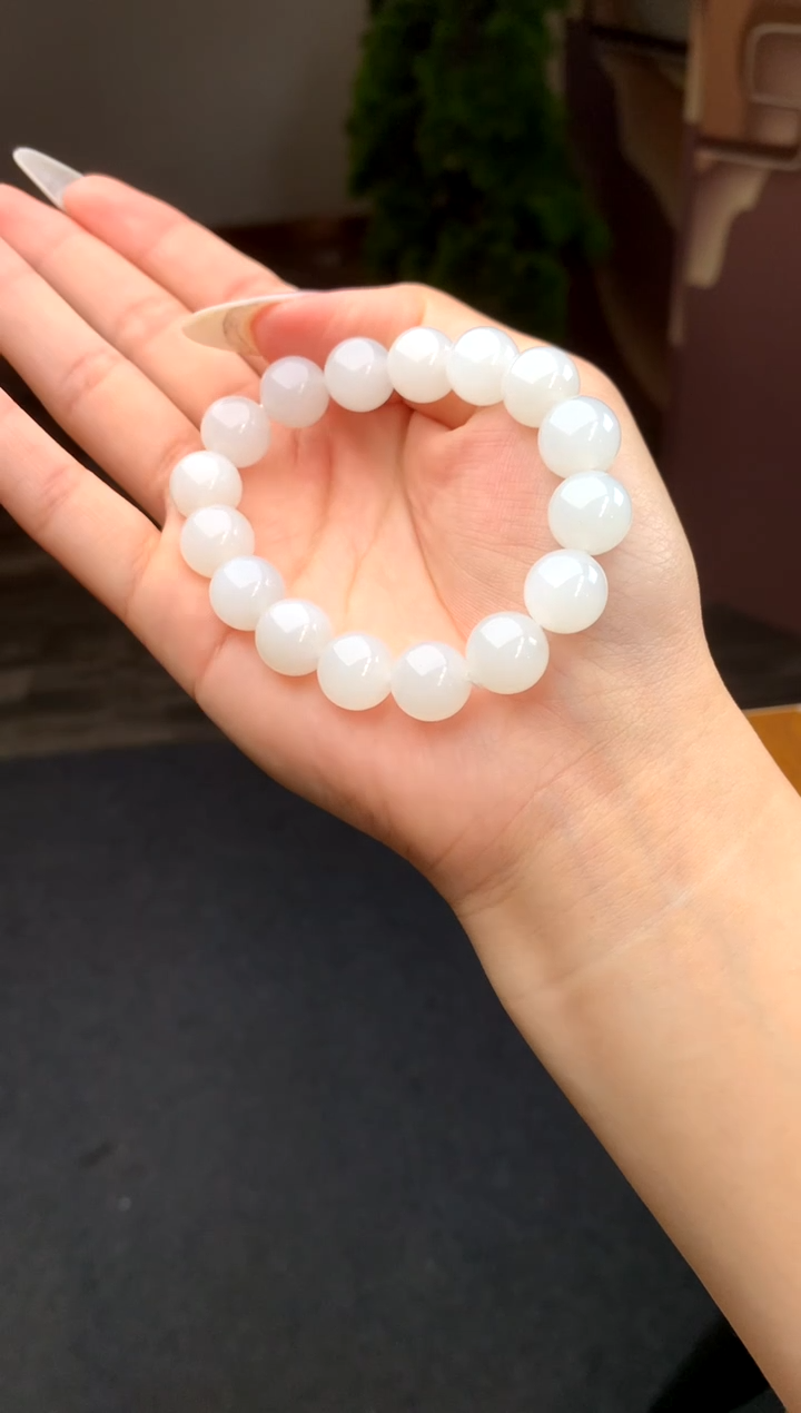 【闪购商品】和田玉手串未镶嵌白玉12mm多样性发其一