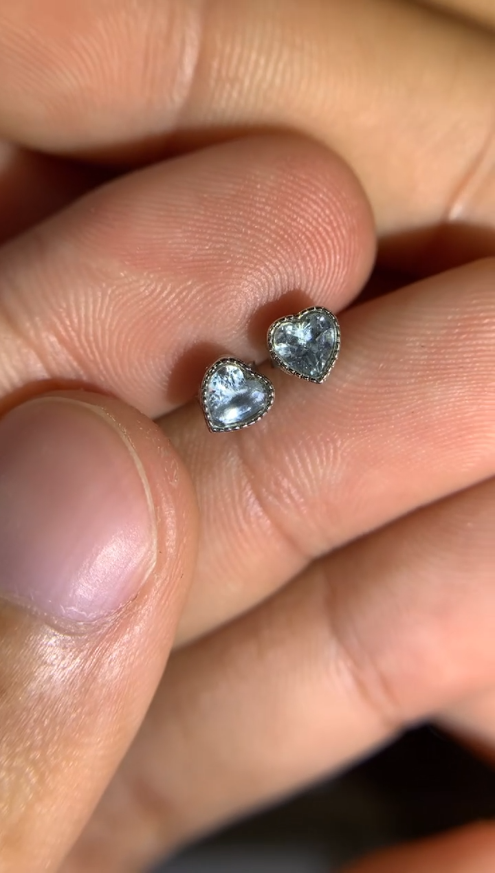 【闪购商品】海蓝宝石耳钉银S925镶嵌天然