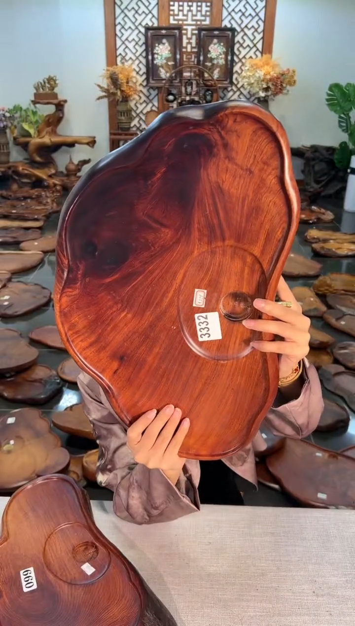 【闪购商品】大果紫檀（缅甸花梨）茶盘3332