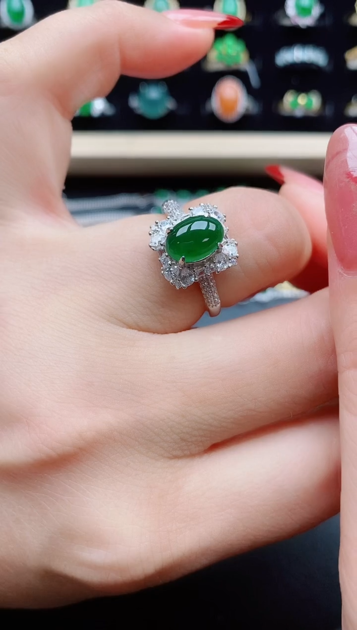 【闪购商品】翡翠戒指银S925镶嵌21321