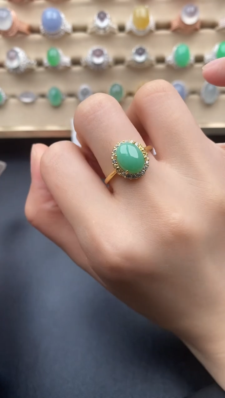 翡翠戒指银S925镶嵌一物一证一礼盒