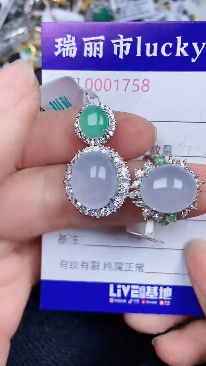 颈饰银S925镶嵌翡翠1758