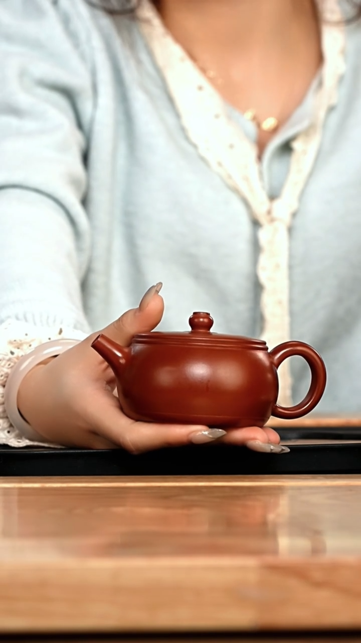 【闪购商品】紫砂茶壶对月汗瓦一只111朱泥大红袍