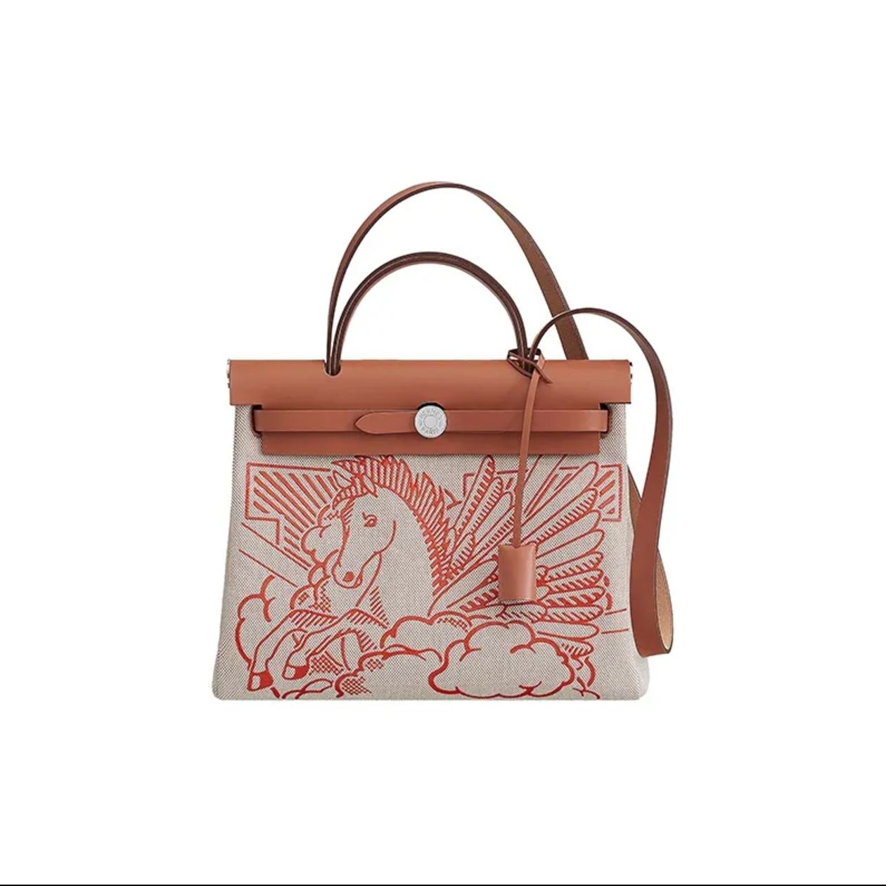 99新 Hermes/爱马仕 herbag31 限量红色飞马手提单肩斜挎包 Y刻