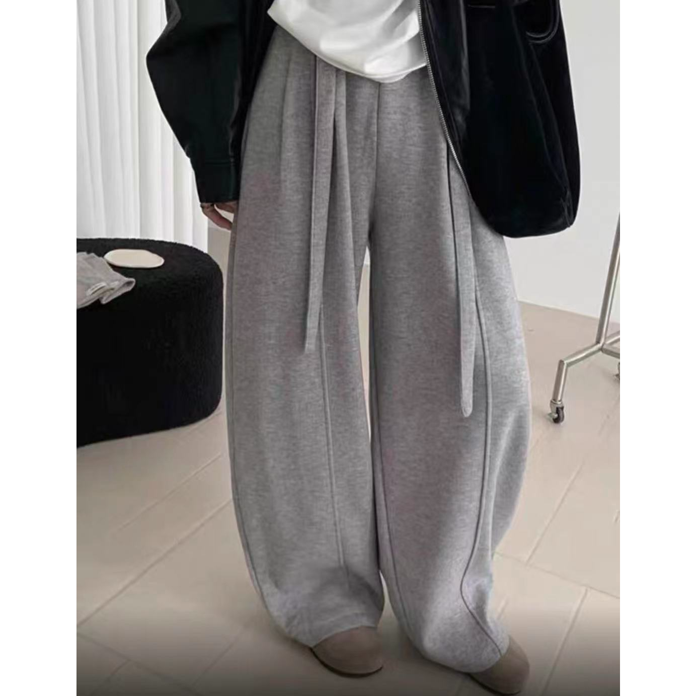 （小个子版）7030号10980#秋冬百搭一体绒双口袋休闲裤（配腰带）