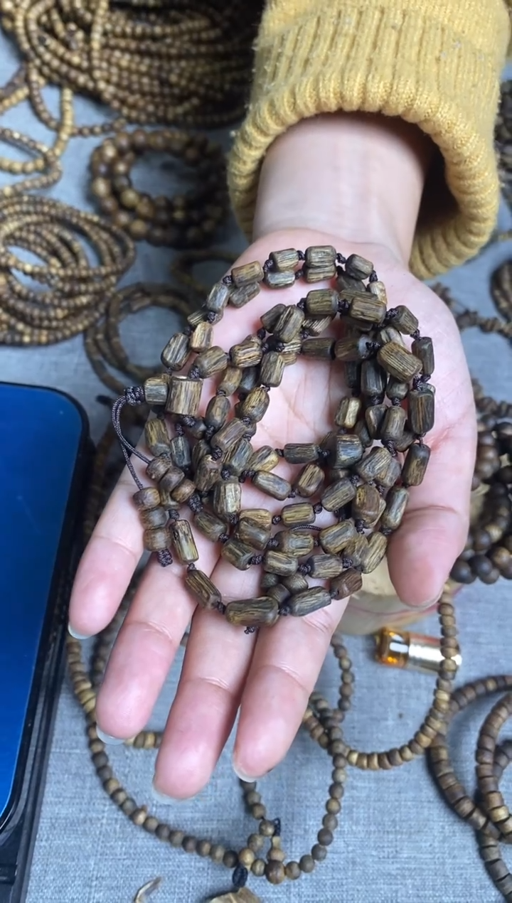 沉香手串设计款随型树心油桶珠多圈手串9+多样性发一