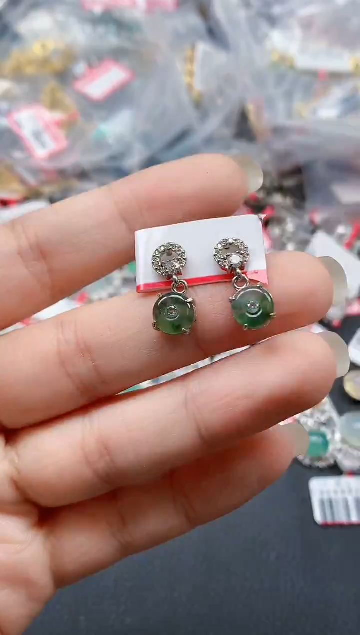 银S925镶嵌戒指翡翠天然A货缅甸翡翠